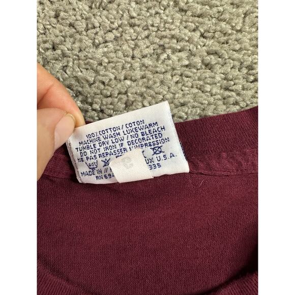 VTG 90s Reebok Shirt Mens L Maroon Blue Single Stitch Short Sleeve USA Made - Picture 5 of 10